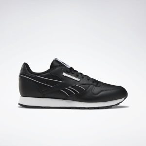 Adidasy Męskie Reebok Classic Leather Czarne/Białe PL 65JMLGX